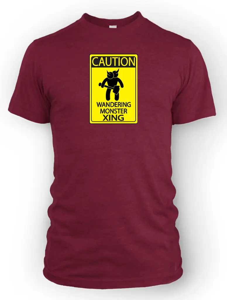 TEE-MAROON_Wandering-Monster-XING-DTF_ART.webp